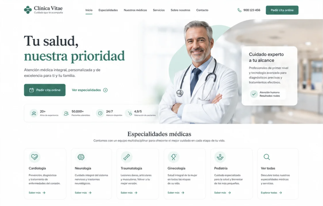 Ejemplo de diseño web para clínica médica